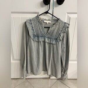 Karlie Denim Long Sleeve Top, Medium